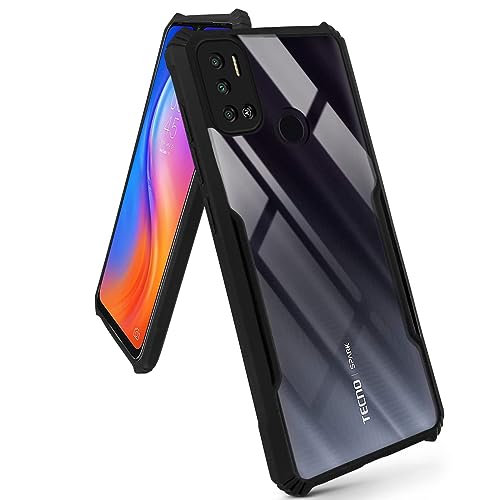 Image of Jkobi Back Cover Case for Tecno Spark 6 Air (Shockproof with Polycarbonate Clear Panel | Professional Black)