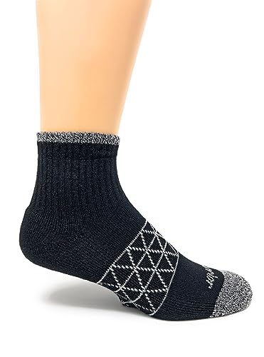 Image of WARRIOR ALPACA SOCKS - All Day - Everyday - Terry Lined - Cushioned - All-Purpose Socks - Unisex (Medium, Black /Marl - Quarter Crew)