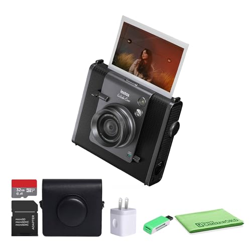 Fujifilm Instax Wide Evo Hybrid Instant Film Camera Bundle with Compatible Carrying Case + 32GB Memory Card + Cleaning Cloth + More