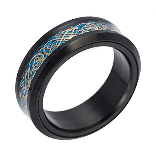 Image of HIJONES Unisex Carbide Fiber Celtic Dragon Spinner Ring Stainless Steel Wedding Spins Band