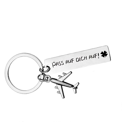 IFUDE Personalisiert Schlüsselanhänger mit Gravur Pass auf dich auf! -Glücksbringer