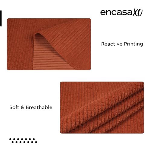 Image of Encasa XO Corduroy Fabric by the Meter, 59 inch Wide Premium 238 GSM Polyester Upholstery & Sewing Material, Soft Ribbed Brick Fabric for Sofa /Cushion Covers, Trousers, Curtains & DIY Crafts