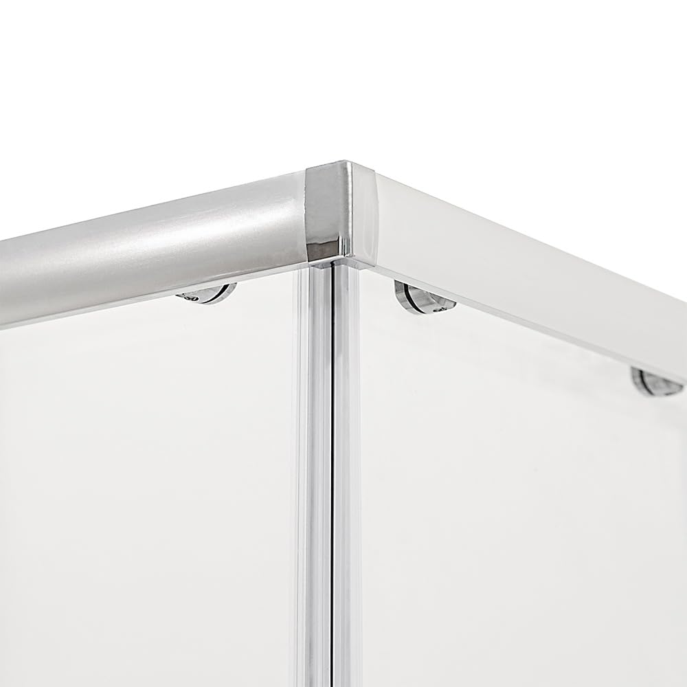 Box doccia angolare 80x80 trasparente H 185, doppio scorrevole con profilo cromato e installazione reversibile, GEO