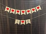 I love you Burlap Banner, Heart Banner, Valentine burlap decor, heart bunting proposal props