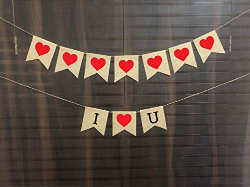 I love you Burlap Banner, Heart Banner, Valentine burlap decor, heart bunting proposal props