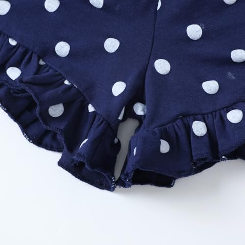 Image of HILEELANG Toddler Girl Summer Short Outfit Sets Cotton Short Sleeve Tops Tees Shorts Clothing Sets