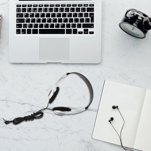 Image of LALAFINA Retro Headphones with Wired USB-c Adapter Vintage Silver Finish for Women and Compatible with Computers Phones Tablets for School Library Travel Use Lightweight and Stylish Audio