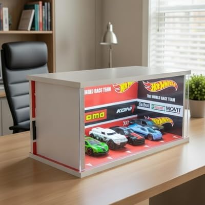 Image of Art Monk Premium Luxury Car Diorama Display Case with LED Lighting | MOMO Garage Theme | Wooden Diecast Car Display