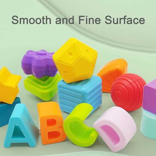 Image of LONGMIRE Plastic ABCD Shape Sorter Baby Toys Montessori Toys for 1 Year Old Boys Girls Activity Cube Sensory Bin Toys for Babies Toddlers 6 12 18 Months Birthday Gifts Multicolor