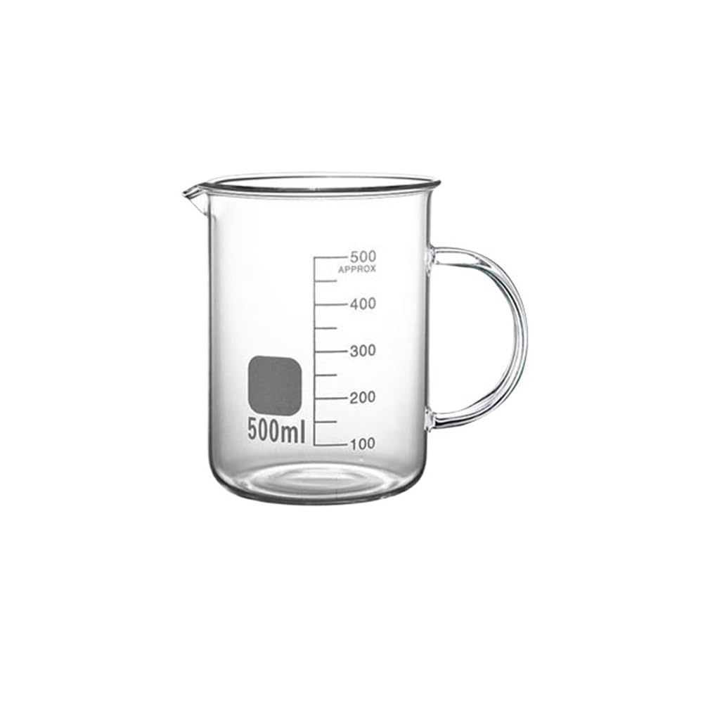 Vaso de vidrio 500ml 1000ml taza medidora borosilicato con mango for cocina laboratorio(500ml handle)