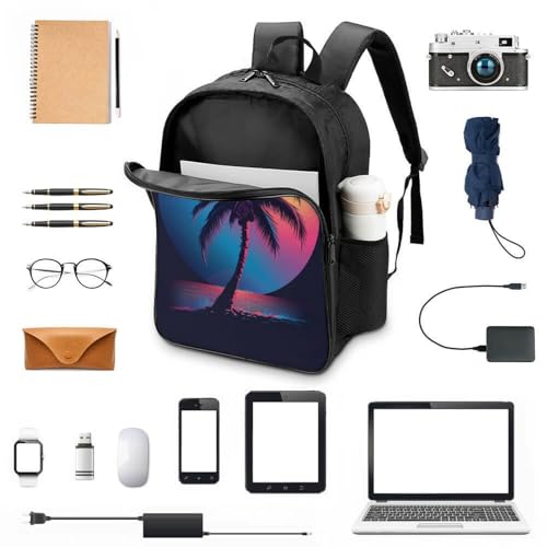 Mochila portátil impermeable con estampado de palmeras para mujer 4