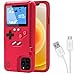 DIKKAR Game Console Case for iPhone, Retro Protective Cover Self-Powered Case with 36 Small Games,Full Color Display,Video Game Case for iPhone 12 Pro Max (Red)