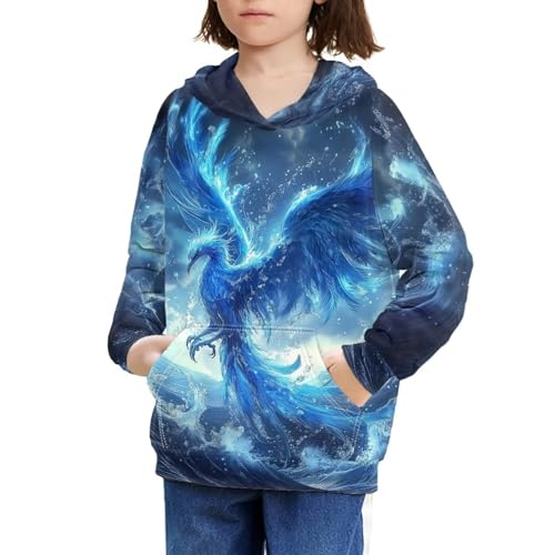 Image of WELLFLYHOM Boys Hooded Sweatshirts Hoodie Pullover Cool Graphic Crewneck Blouses Size 6-16