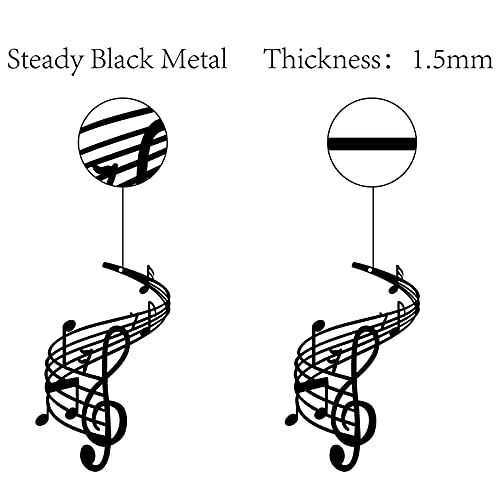 Creatcabin Music Notes Wall Art Metal Wall Decor Black Wall Signs Hanging Sculpture For Home Bedroom Kitchen Garden Housewarming Gift Christmas Halloween Holiday Wall Decoration Small- 7 X 11Inch #TOP2