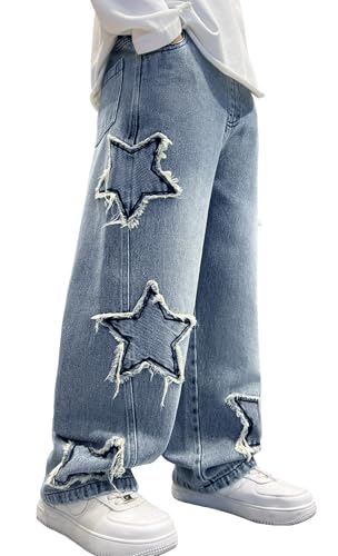 Pantalones de mezclilla de 5 a 14 años Happy Cherry estilo vintage de pierna ancha