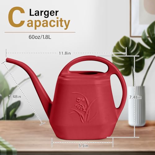 Image of Plastic Watering Can - for Indoor and Outdoor Plant - 1 /2 Gallon - Wine Red