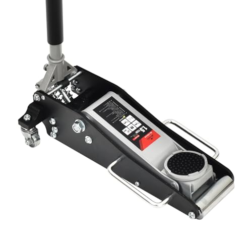 kaitou ジャッキ アルミ 1.5t ガレージジャッキ フロアジャッキ 低床車対応 デュアルポンプ式 ローダウン スチール (シルバー)