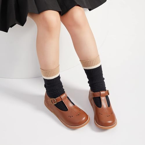 Image of GINFIVE Toddler Girls Dress Shoes Little Kids Flats School Mary Janes Shoes