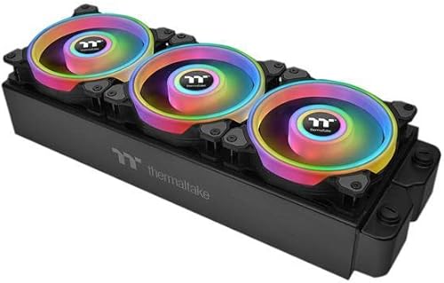 Miniatura 35 de Thermaltake Riing Quad 4.724 in 16.8 millones RGB (Alexa/Razer Chroma) habilitado para software, 4 anillos de luz 54 LED, cojinete hidráulico de 9