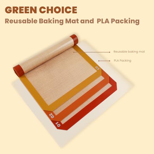 Jacyao'S 3 PACK SILICONE BAKING MAT 3 Pcs Silicone Baking Mat For Baking Sheet, Reusable Baking Supplies, Non-Stick Macaron Silicone Baking Mats thumb #2