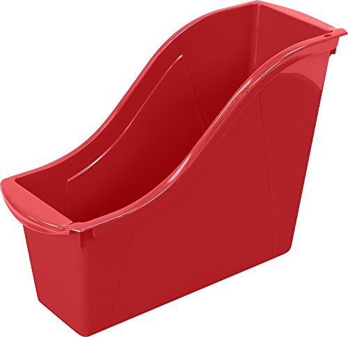 Image of Storex Small Book Bin - Interlocking Plastic Organizer for Home, Office and Classroom, Red, 6-Pack (71109U06C)