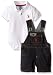 U.S. Polo Assn. Baby Boys'' Denim Bib Shortall and Pique Shirt