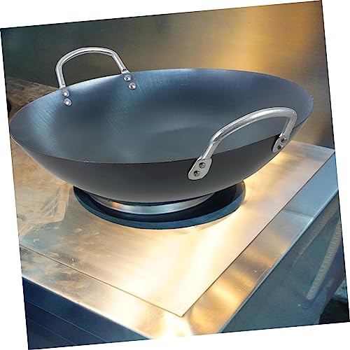 Wok tradicional chino de hierro con doble asa y diseño ergonómico miniatura 2