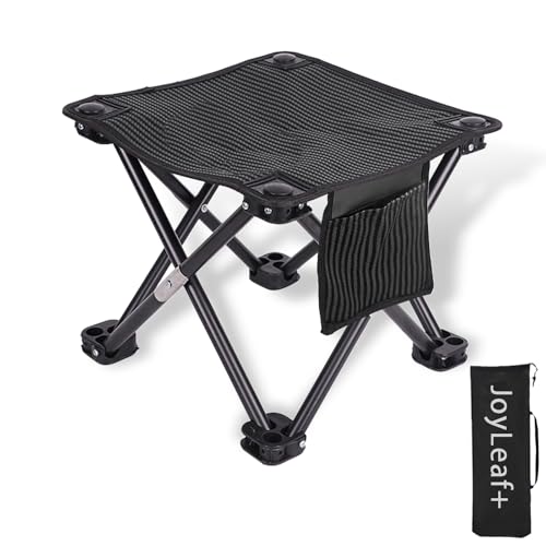 JoyLeaf+ 折りたたみ椅子 一秒で開閉可能 耐荷重150kg アウトドアチェア 収納バッグ付き 軽量・コンパクト 持ち運び便利 キャンプ バーベキュー 旅行に最適(側面小物ポケット付き) ブラック