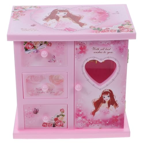 Alipis Caja Joyero Musical Joyeros Musicales Para Niñas Juguete Musical Para Estuche De Maquillaje Estuche Para Pulsera Contenedores De Joyería Acero Inoxidable Rosa