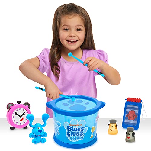 Blue's Clues & You! Musical Drum Set, Kids Toy Instruments, Drum, Tambourine, Washboard, Clackers, Shakers, By Just Play #TOP1