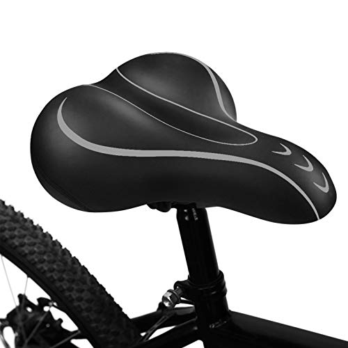 BLUEWIND Bike Seat, Most Comfortable Bicycle Seat Memory Foam Waterproof Bicycle Saddle - Dual Shock Absorbing - Best Stock Bicycle Seat Replacement for Mountain Bikes, Road Bikes (Grey)