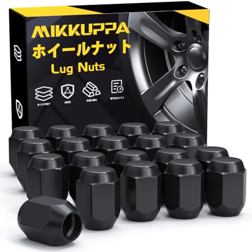 MIKKUPPA ホイールナット M12×P1.5 袋タイプ マツダ·ダイハツ·ミツビシに適用 テーパー座60° ラグナット ブラック 21HEX 長さ28 mm 20個セット SCM合金鋼 タイヤナット
