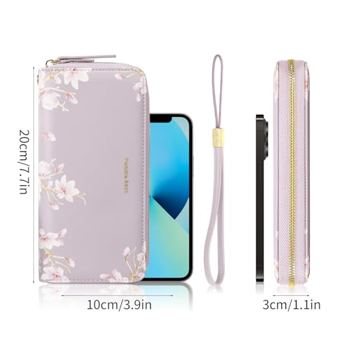 Image of Pomelo Best Wristlet Women Wallet Floral RFID Clutch Purse | Vegan Leather, Multi Credit Card, Large Capacity Zip Around Long Travel Wallets with Coin and Phone Pocket for Ladies