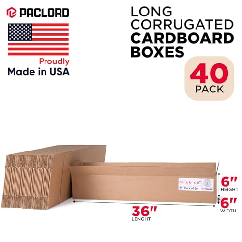 Image of Long Cardboard Boxes 36 inchL x 6 inchW x 6 inchH (Pack of 40) - USA-Made Packing Boxes for Moving, Shipping, or Storage - USPS, UPS, FedEx Approved - Professional Packing Supplies for Moving | USA-Made Packing Boxes for Moving, Shipping, or Storage - USPS, UPS, FedEx Approved - Professional Packing Supplies
