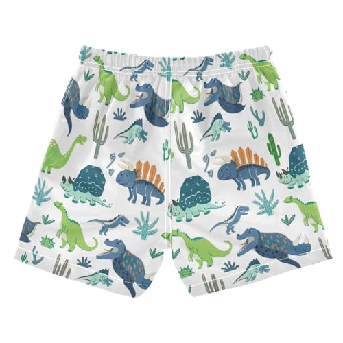 Kids Swimming Shorts, Anti Chafe Swim Trunks for Boys 2 T, Cute Dinosaurs White2