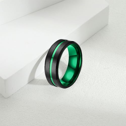 Matching Wedding Rings for Couples Set Promise Rings for Him and Her Customizable Emerald Green Engagement Rings for Women Mens Wedding Ring Tungsten Engraved Valentine's Day Jewelry Gift4