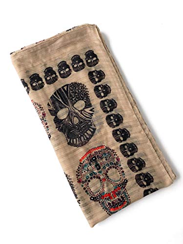 Gerinly DDLJ5040 Sugar Skull Scarf For Women Lightweight Cotton Bufanda Scarfs Large Wrap Headscarves For Halloween Outfit thumb #7