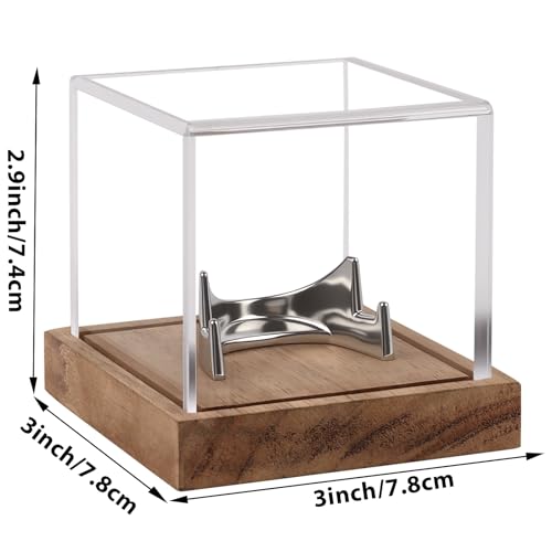 Image of Clear Acrylic Coin Display Case with Wood Base & Alloy Holder, Memorabilia Stand Cube Holder, Dust Protection Transparent Storage Box for Single Challenge Coin Souvenir Coin Collections