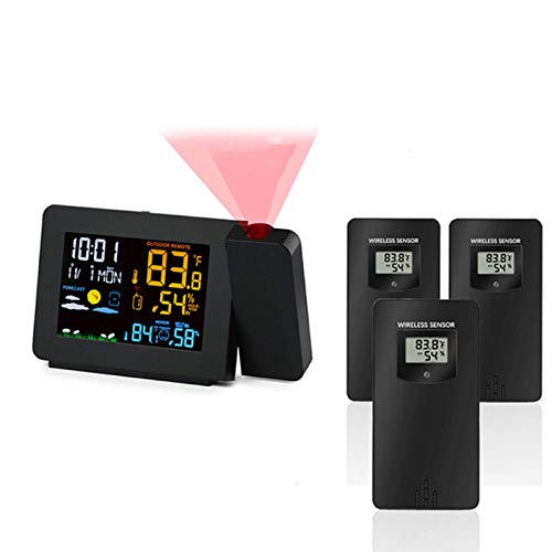 Drahtloses Innen-Außenthermometer, Wecker Wetterstation Schlummerfunktion Bunte Hintergrundbeleuchtung Schreibtisch Tisch LED-Uhr mit