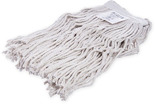 Image of SPARTA Flo-Pac Mop Head Cut-End, Narrow Band with White Band for Organized Cleaning, Small, Tan, (Pack of 12)