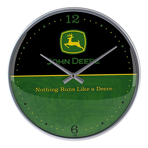 Burg-Wchter Murale rétro, Grande Horloge de Cuisine, Multicolore, John Deere Logo – Black and Green