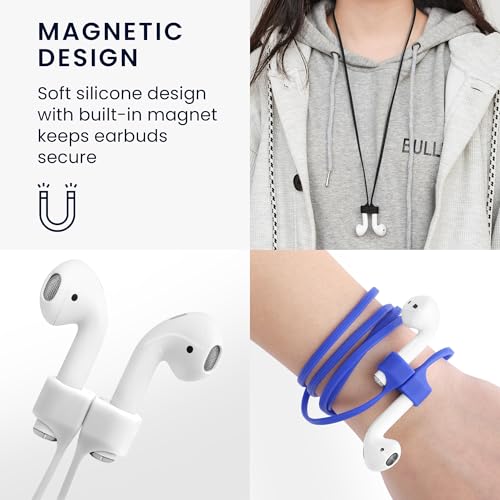 [kwmobile] イヤホン ストラップ Apple Airpods 1 / 2 / 3 / 4 / Pro 1 / Airpods Pro 2対応 - ネックストラップ 首掛け マグネット 薄ピンク