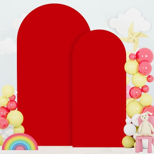Image of FOTSHARER Red Arch Cover Backdrop Fabric 6FT 7.2FT Spandex Arch Backdrop Cover for Chiara Arches 2 Sided Birthday Arch Stand Cover Boho Wedding Arch Covers Stretchy Backdrops for Party Ornament Supply