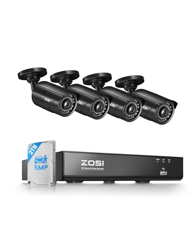 ZOSI 4K PoE Security Camera System, H.265+ 8CH NVR with 2TB HDD (16CH Expandable), 8 x 5MP 3K IP PoE Cameras Outdoor Indoor, AI Human Vehicle Detection, Remote Viewing, 24/7 Recording, IR Night Vision
