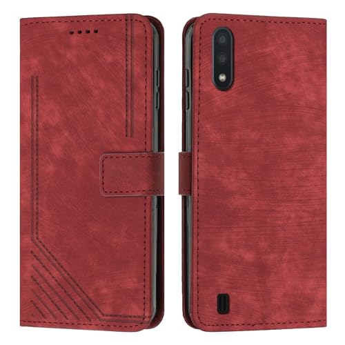 Étui de téléphone Samsung Galaxy A10 à clapet rouge pour éviter les rayures