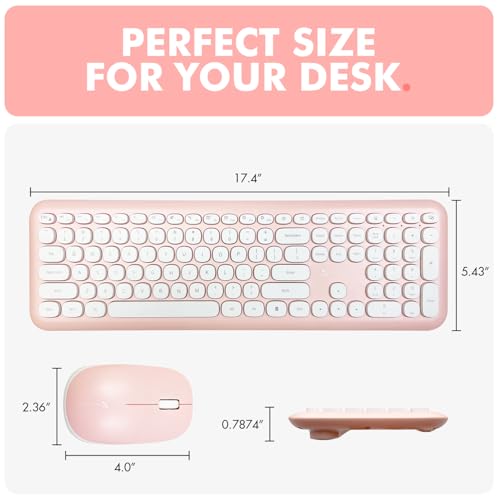 Image of X9 Performance - Colorful keyboard and mouse combo 2.4GHz wireless connectivity, transform your space with a cute wireless keyboard and mouse set (110 keys and 18 shortcuts) for PC and Chrome, Pink