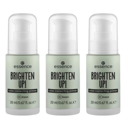 essence BRIGHTEN UP! color correcting primer, Nr. 01, Grün, feuchtigkeitsspendend, grundierend, erfrischend, vegan, ohne Parabene, ohne Mikroplastikpartikel, Nanopartikel frei, 3er Pack (3x20ml)