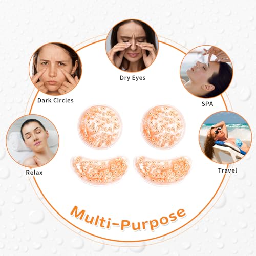Image of 4PCS Gel Eye Ice Pack Set, Cold & Hot Compress, Reusable Cooling Gel Pads for Strain Relief, Relaxation, SPA and Sleep (4 Orange Flowers)