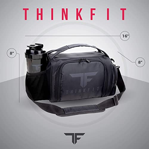 ThinkFit Insulated Meal Prep Lunch Box with 6 BPA-Free, Reusable, Microwavable, Freezer Safe Food Portion-Control Containers, Shaker Cup, Pill Organizer, Lunch Bag with Storage Pocket - (Black) by ThinkFit - Image 9