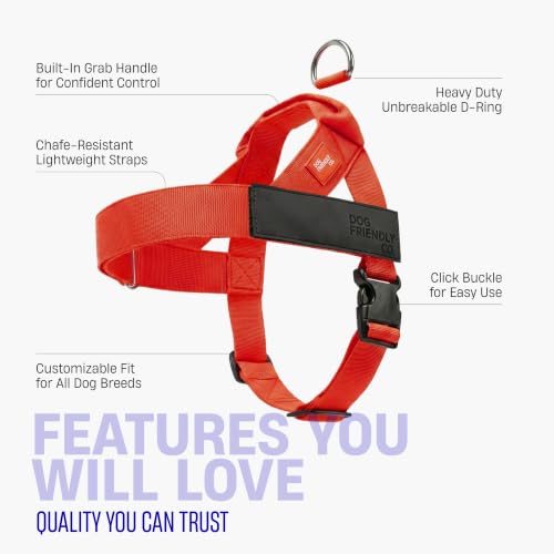 Image of Dog Friendly Co. Dog Harness for Small Dogs, Adjustable (Red, Small)